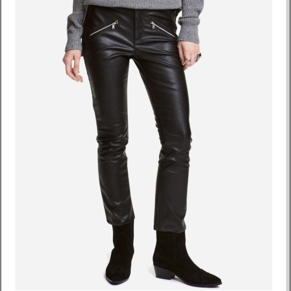 H\&M Divided Faux Leather Pants Black Size 8 Skinny Zipper - Picture 1 of 5